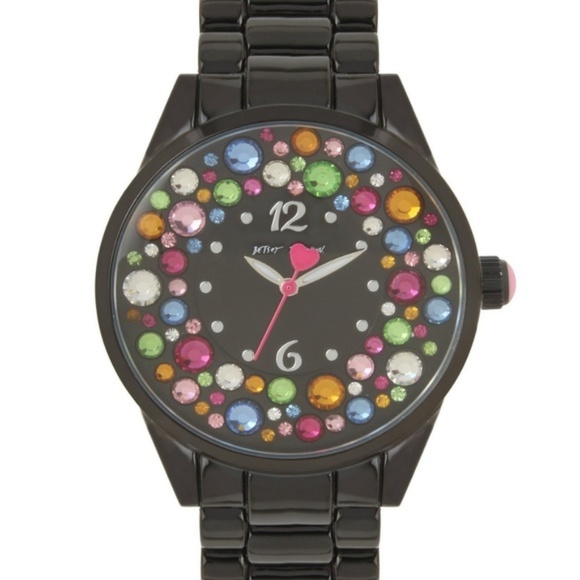 Betsey Johnson Jewelry - Betsey Johnson Black Rainbow Stony Bracelet Watch